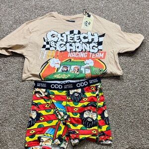 Reason Cheech and Chong Tan Graphic T-Shirt and boxers. NWT.